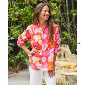 Frank & Eileen floral relaxed button up 100% Italian linen size small